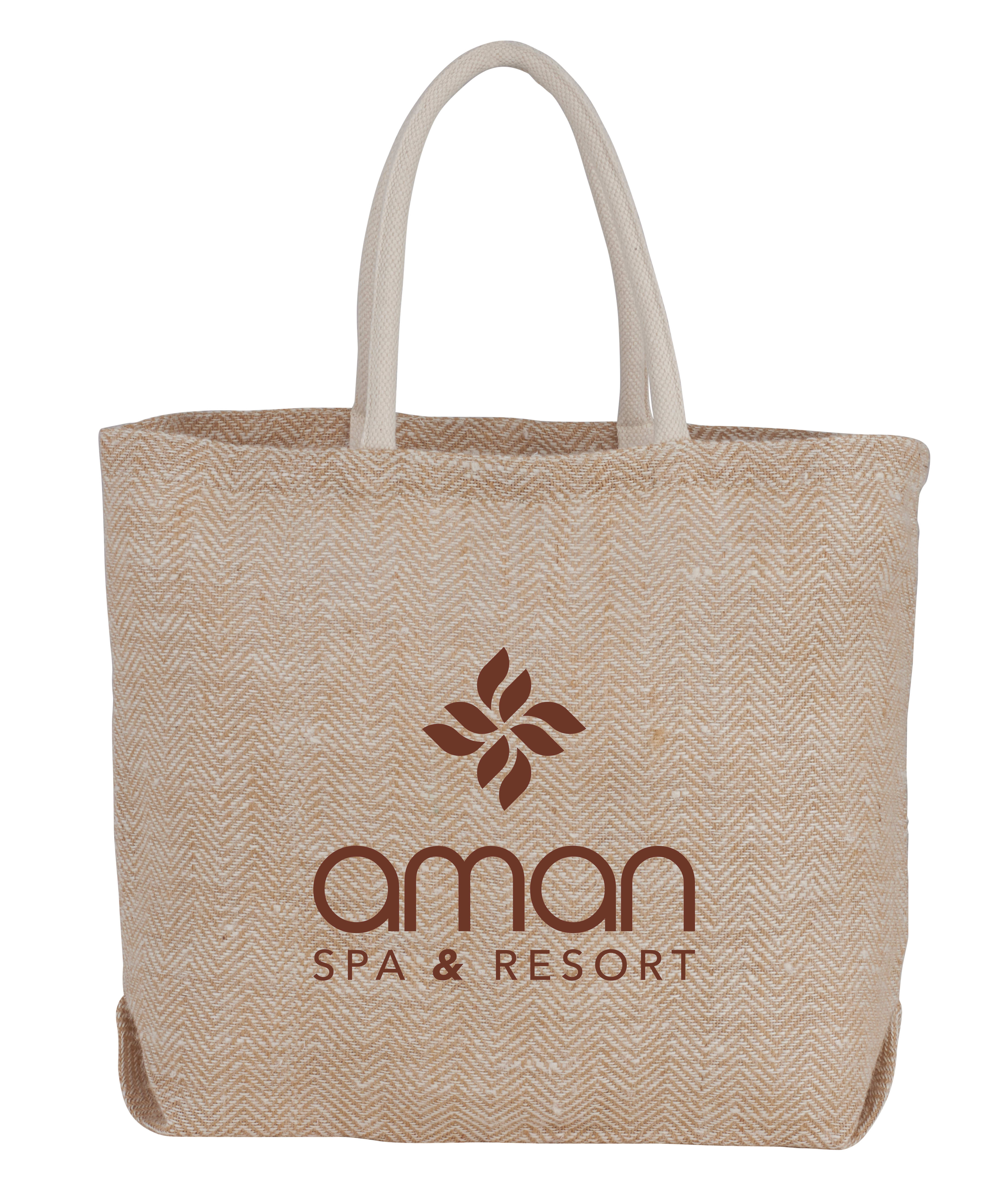 Bullet Herringbone Jute Tote | PCNA