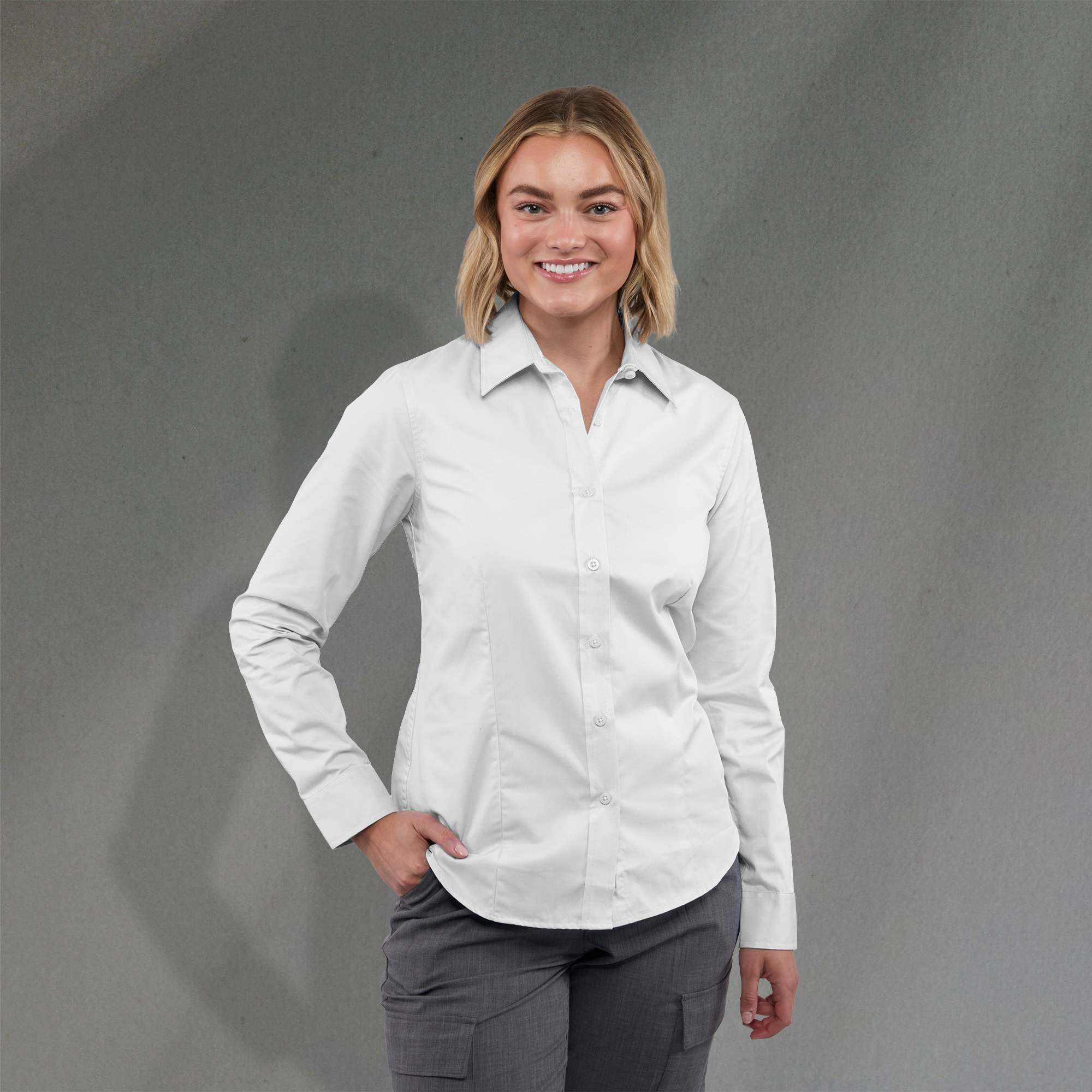 Future Collective Women’s Barrel Long Sleeve Shirt – 100% Cotton Button-Down
