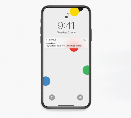 notification on a phone from the chipolo mobile alterting user that their item has been left behind