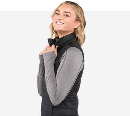 An image of a woman wearing vest 
