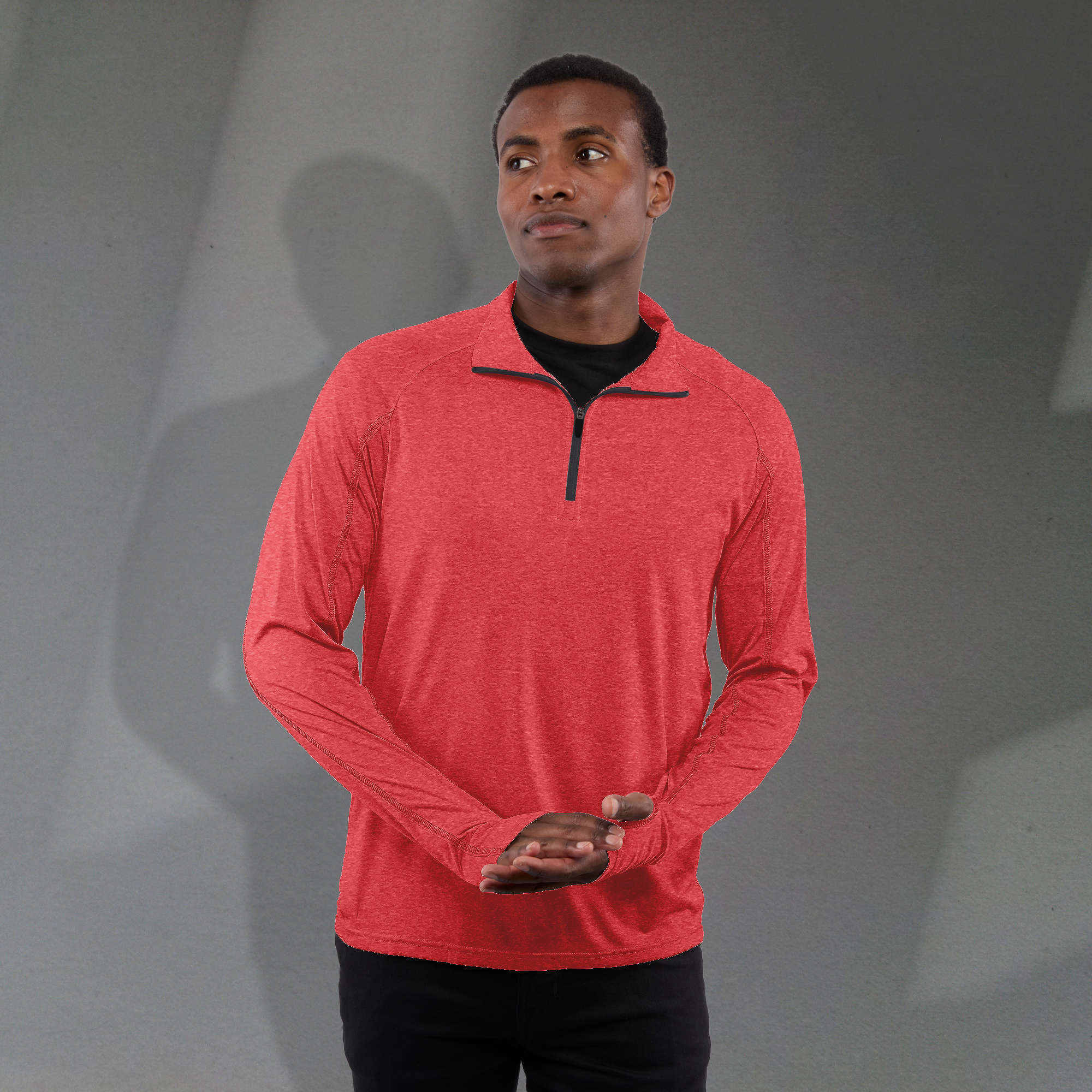 Men's TAZA Performance Knit Quarter Zip with Thumb Holes | PCNA
