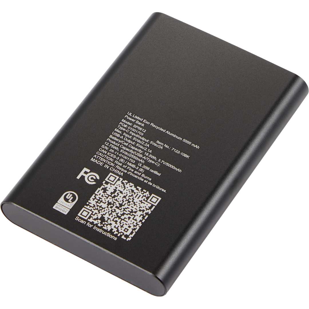 UL Listed Exo Recycled Aluminum 5000 mAh Power Ban
