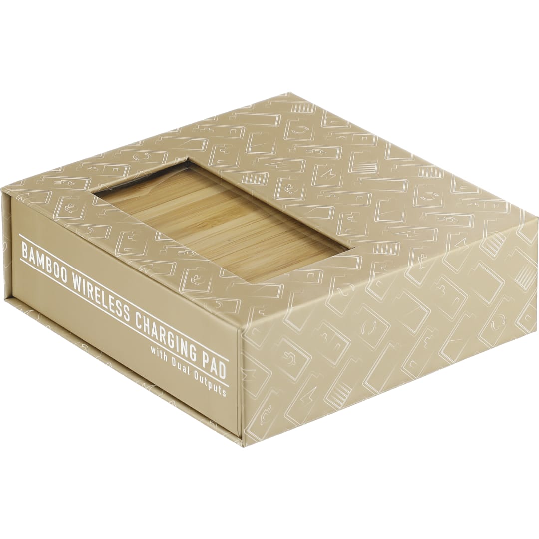 FSC® 100% Bamboo Wireless Charge Pad w/Dual Output