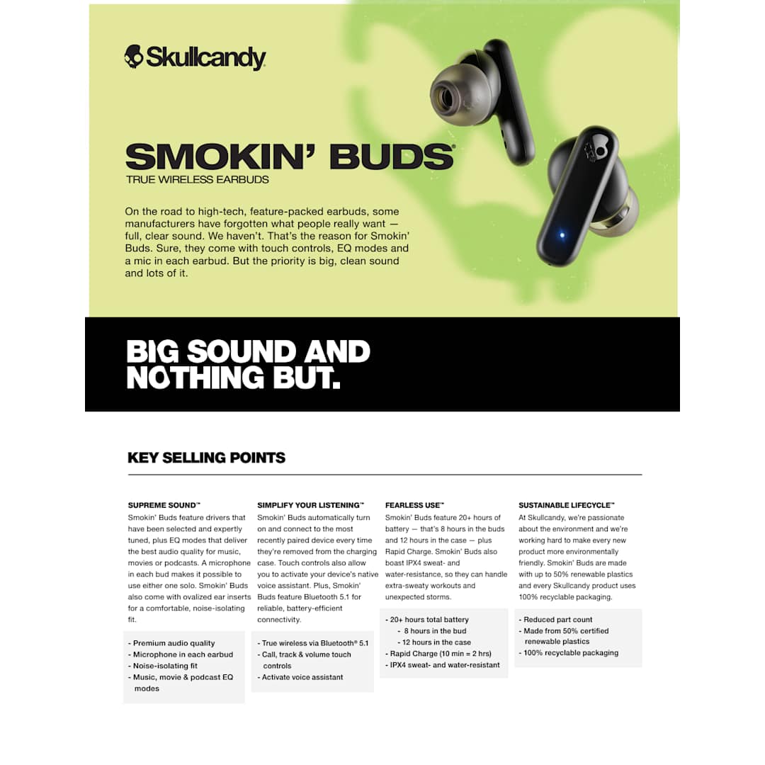 Skullcandy Smokin' Buds True Wireless Earbuds