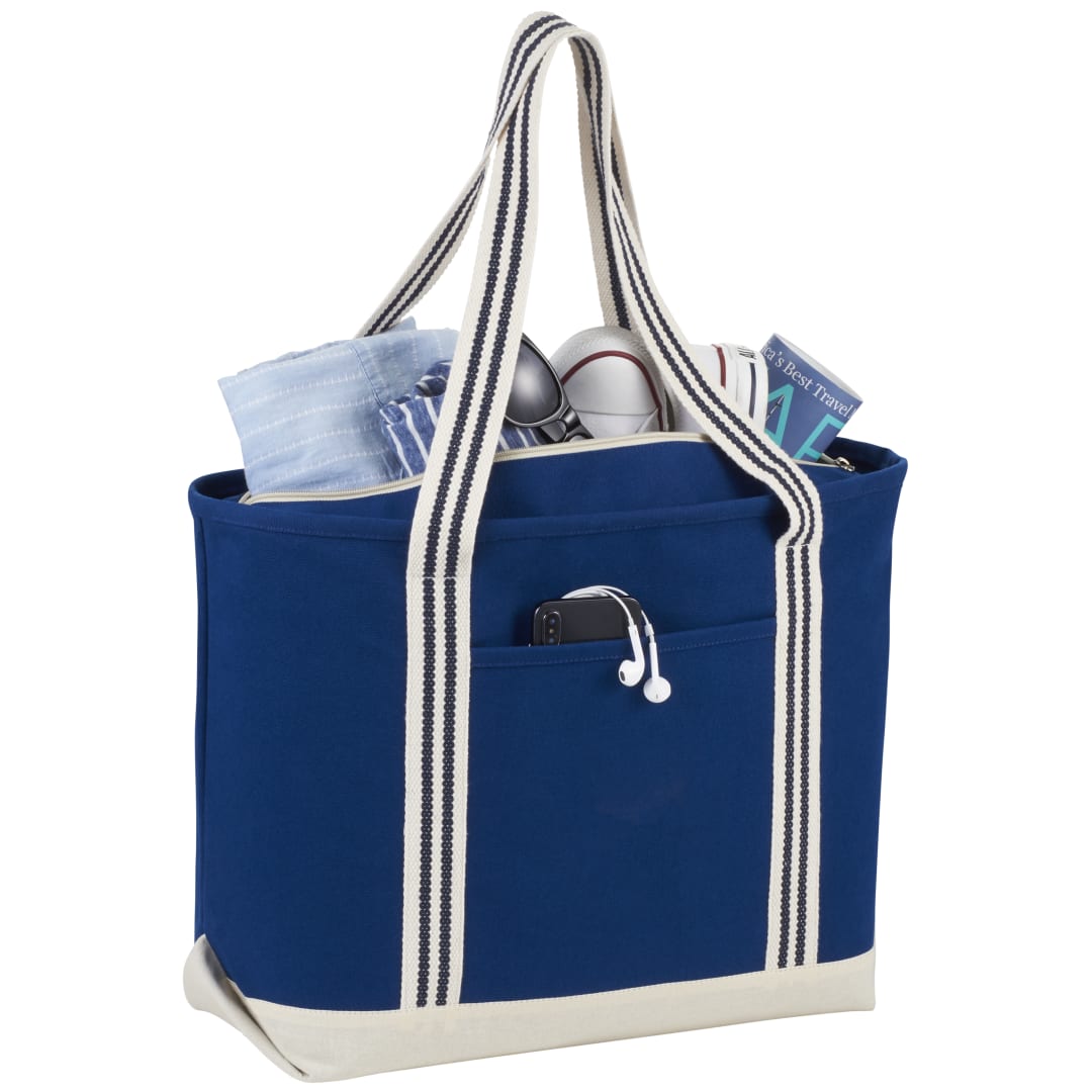 Atlantic Stripe 20oz Cotton Zippered Tote