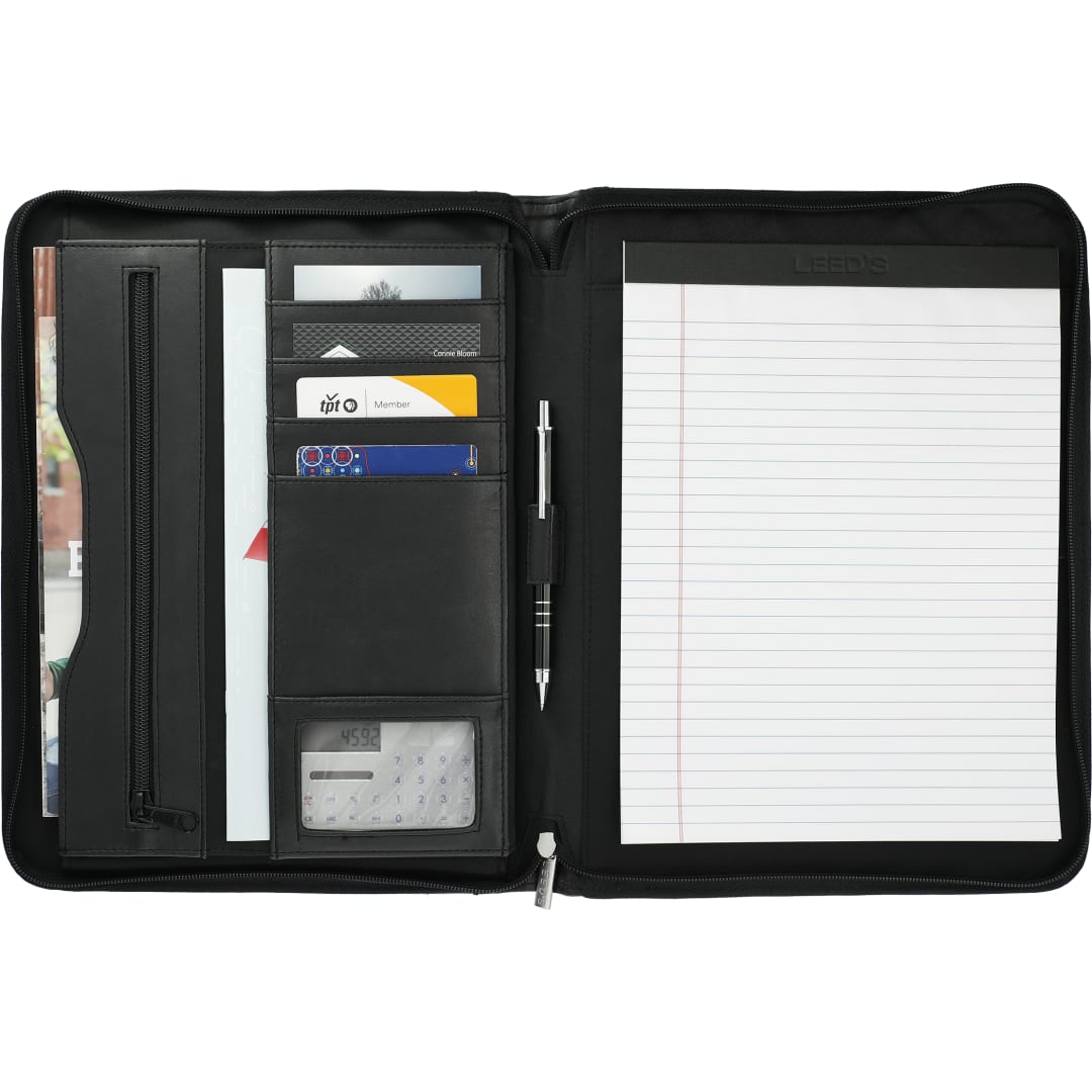 FSC® Mix Millennium Leather Zippered Padfolio