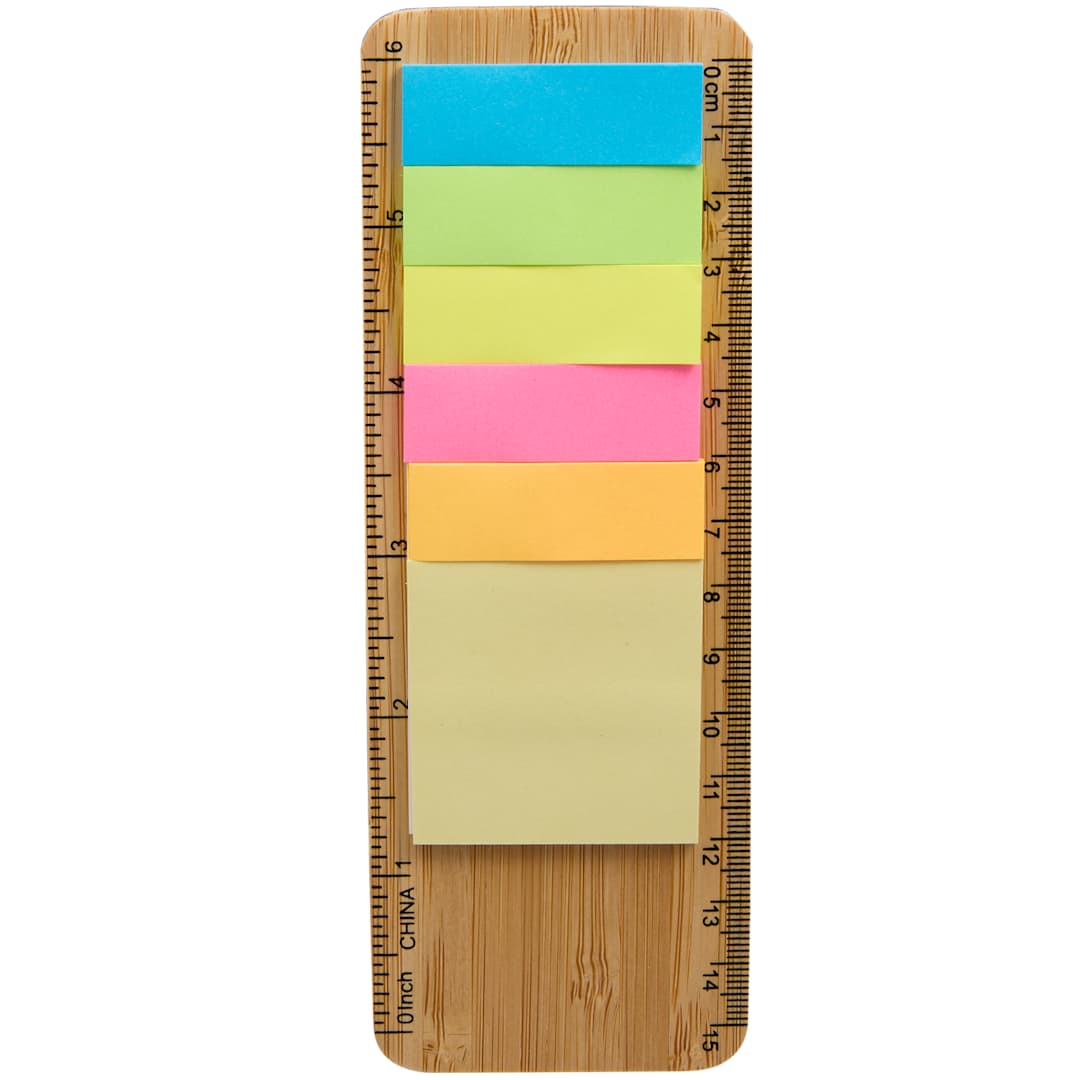 Bamboo Ruler with Sticky Notes