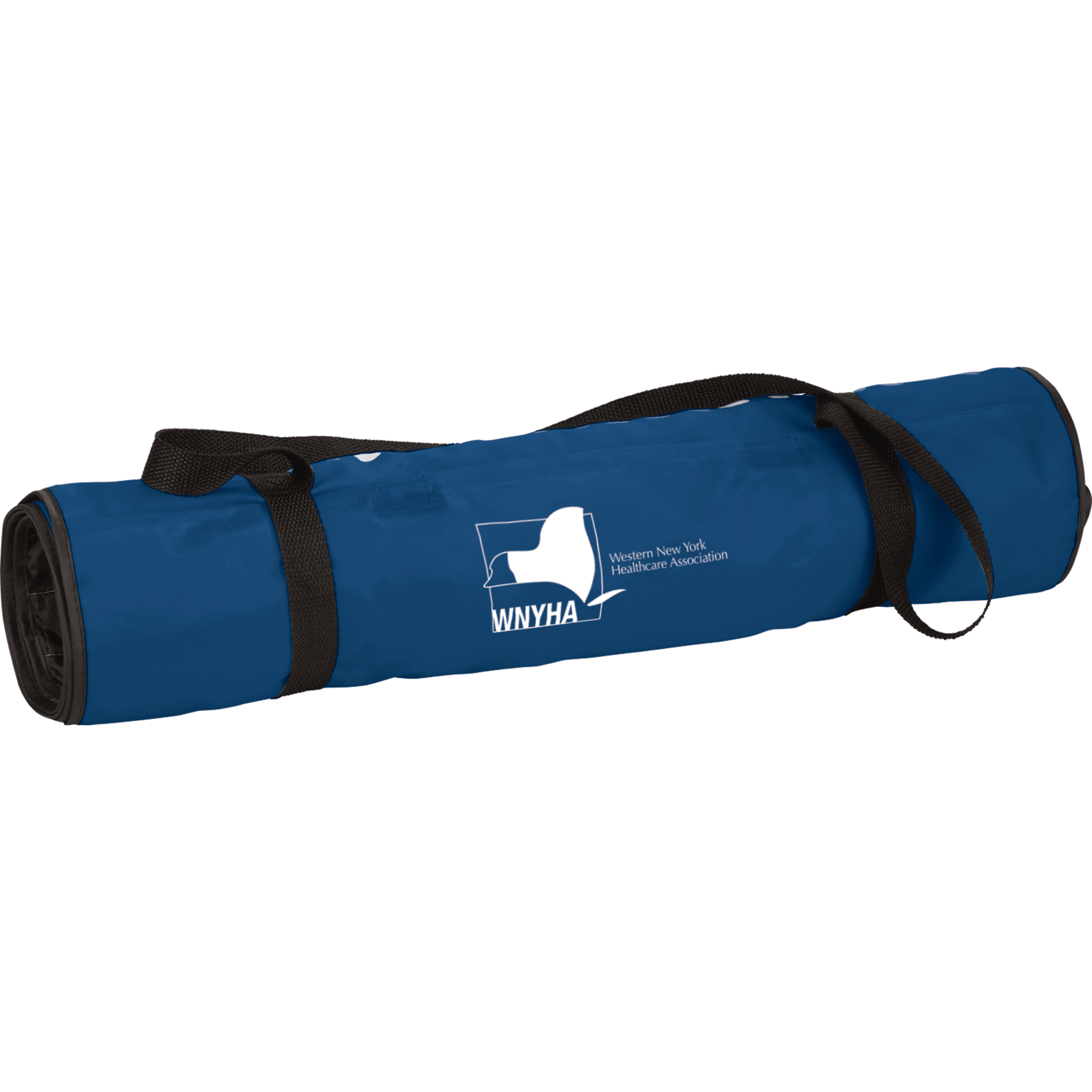 Beach Mat Blanket includes pillow that neatly tucks inside the rolled-up blanket. Includes convenient carrying handle. Blanket measures 63" x 24" unfolded and 5.25" x 24" folded and is made of 100% polyester.