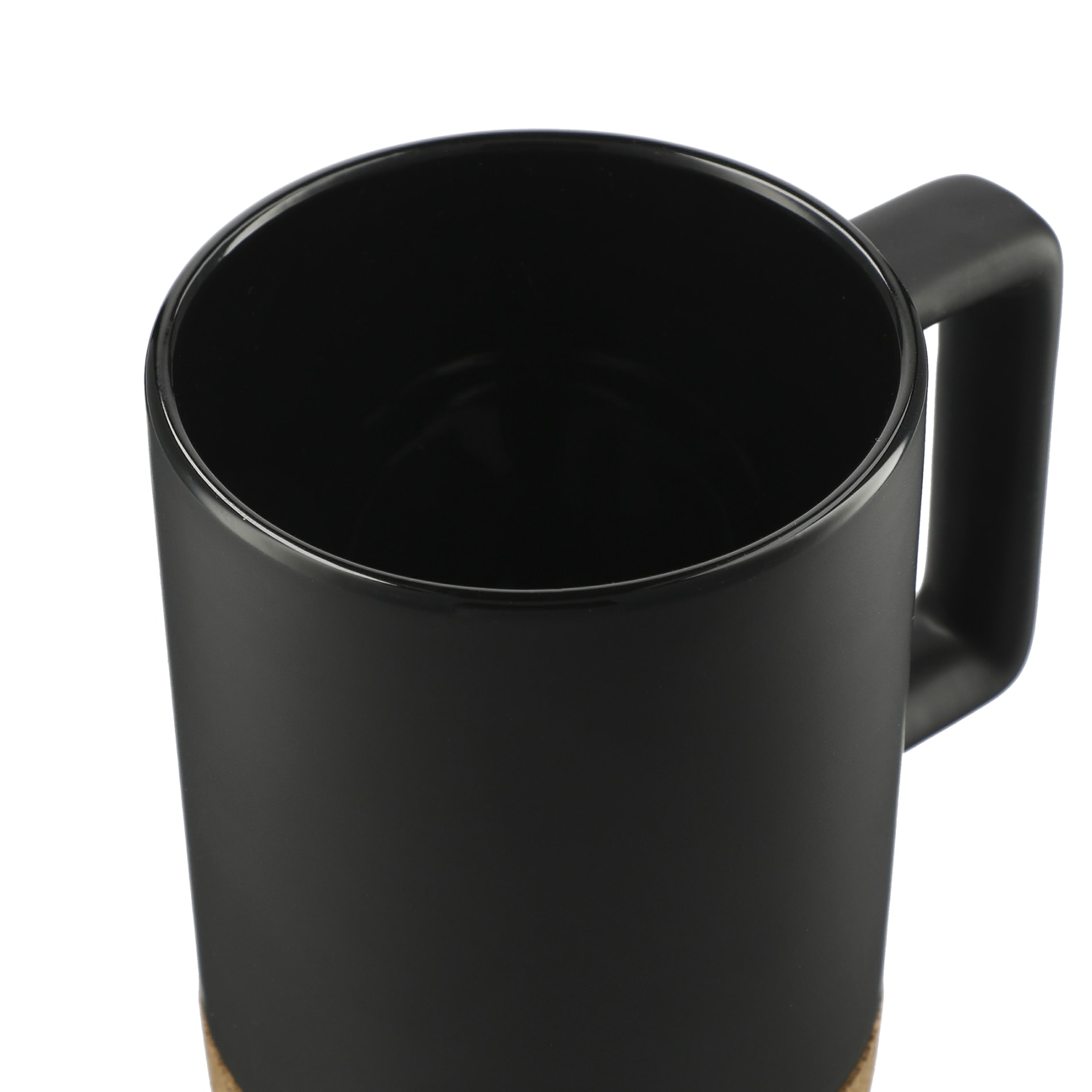 Bates 15oz Ceramic Mug w/ Cork Base — Black (BK)