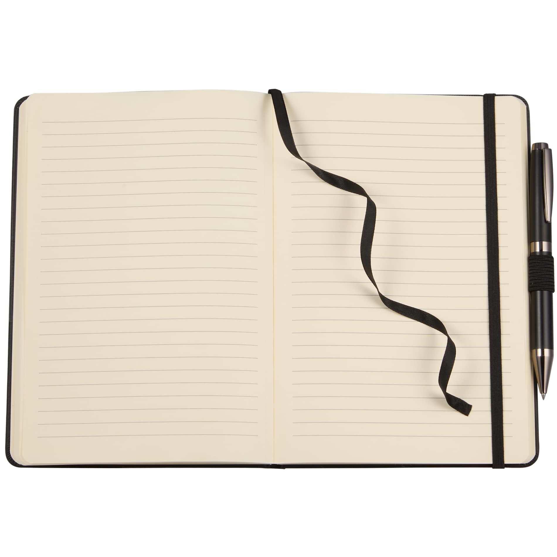 5.5" x 8.5" FSC® Recycled Ribbed Bound Journal — Black (BK)