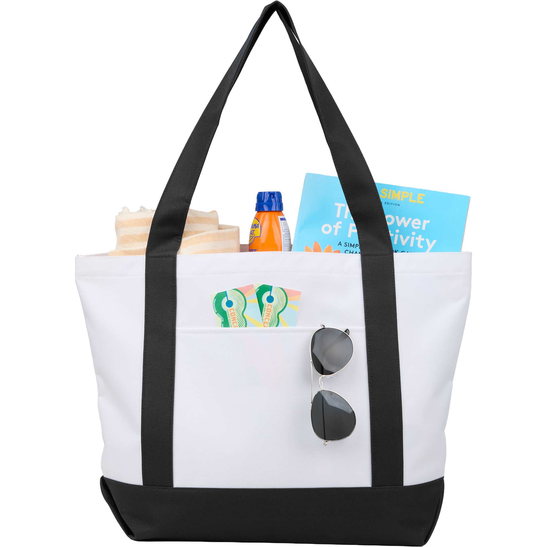 Oversized Recyled Canvas Tote Bag — Black (BK)
