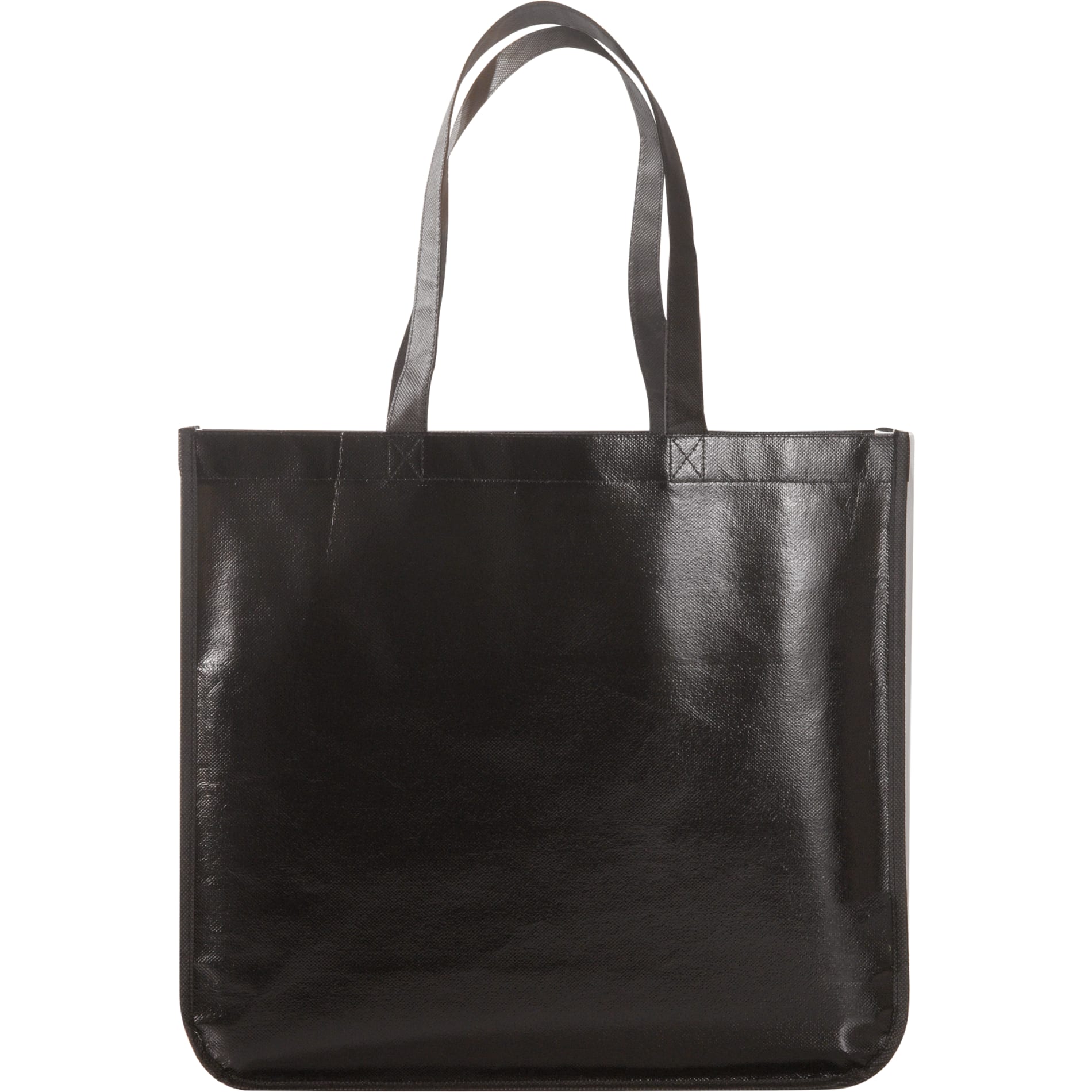 Gloss Laminated Non-Woven Shopper Tote — Black (BK)