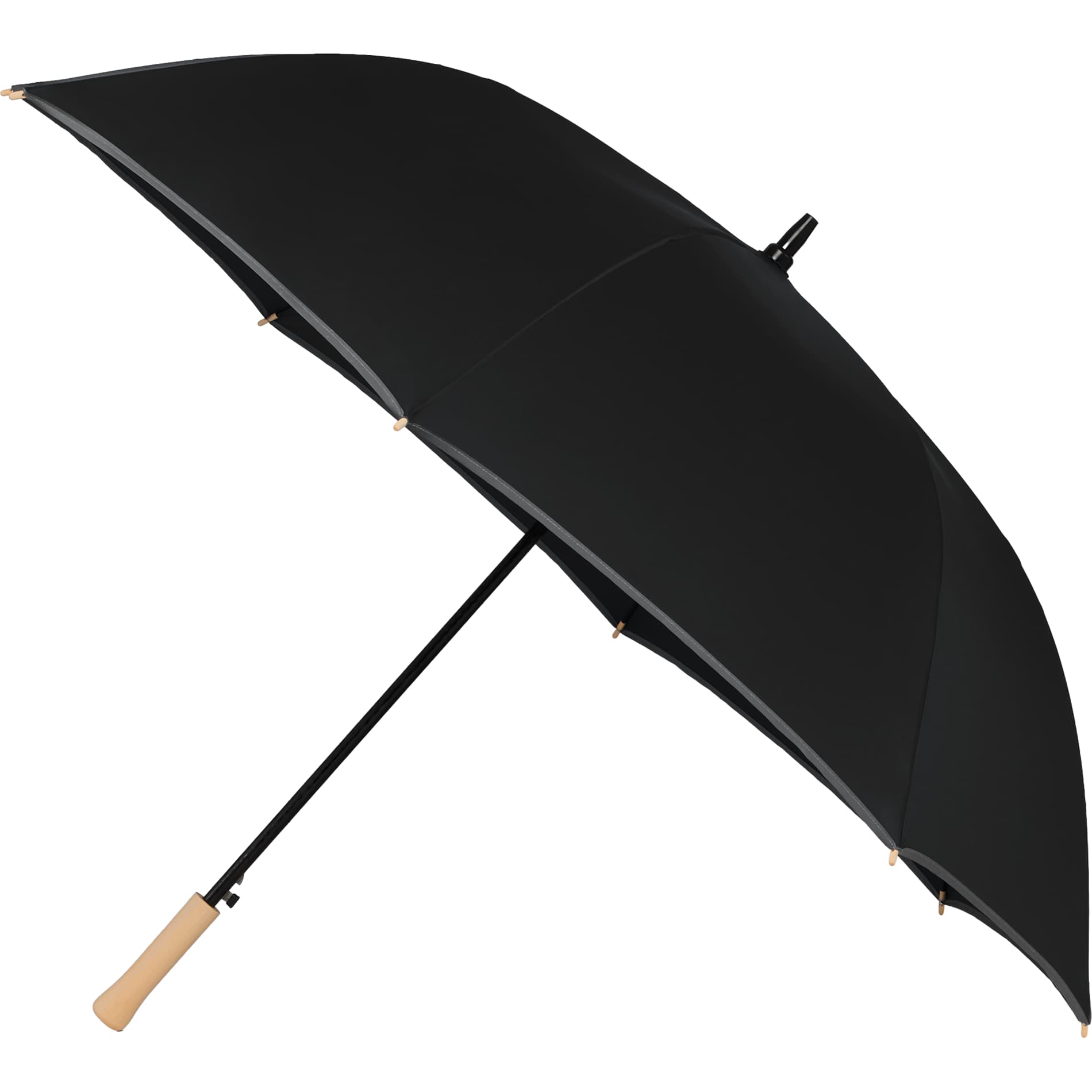 60" Auto Open Umbrella w/ Reflective Trim — Black (BK)