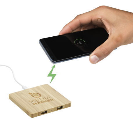 FSC&#174; 100% Bamboo Wireless Charge Pad w/Dual Output