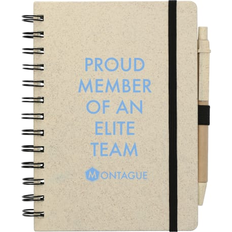 FSC® Mix 5" x 7" Wheat Straw Notebook with Pen